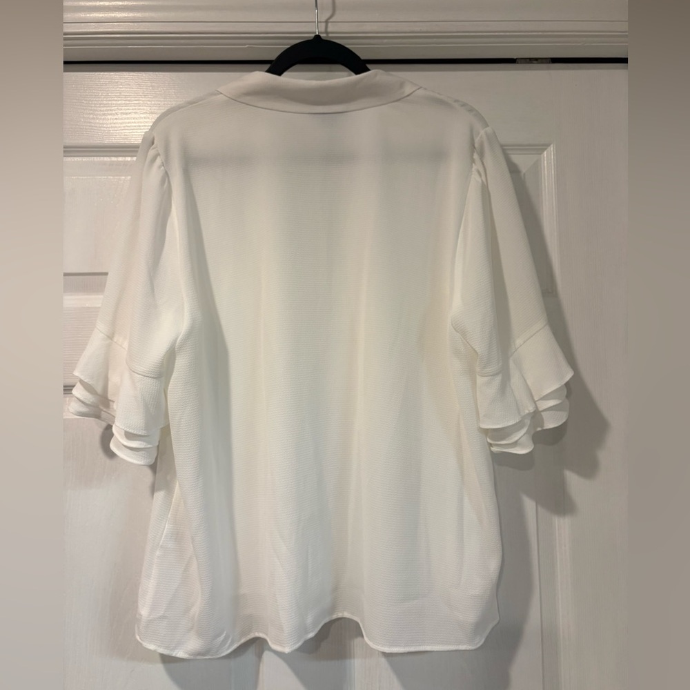 CeCe Ivory Button-Down with Ruffle Sleeves - Picture 3 of 6